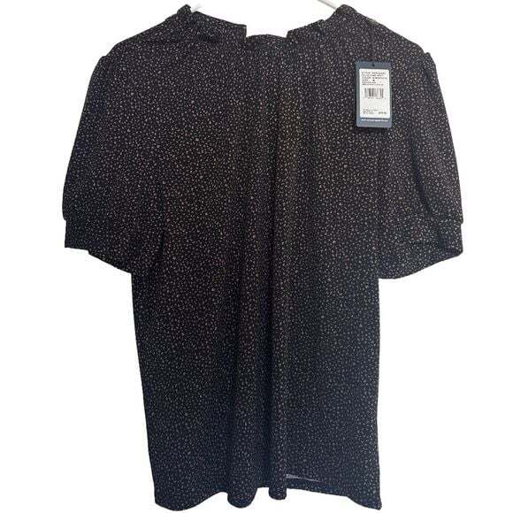 Adrianna Papell Tops - Adrianna Papell Medium Black Copper Metallic Ruffle Neck Blouse NWT